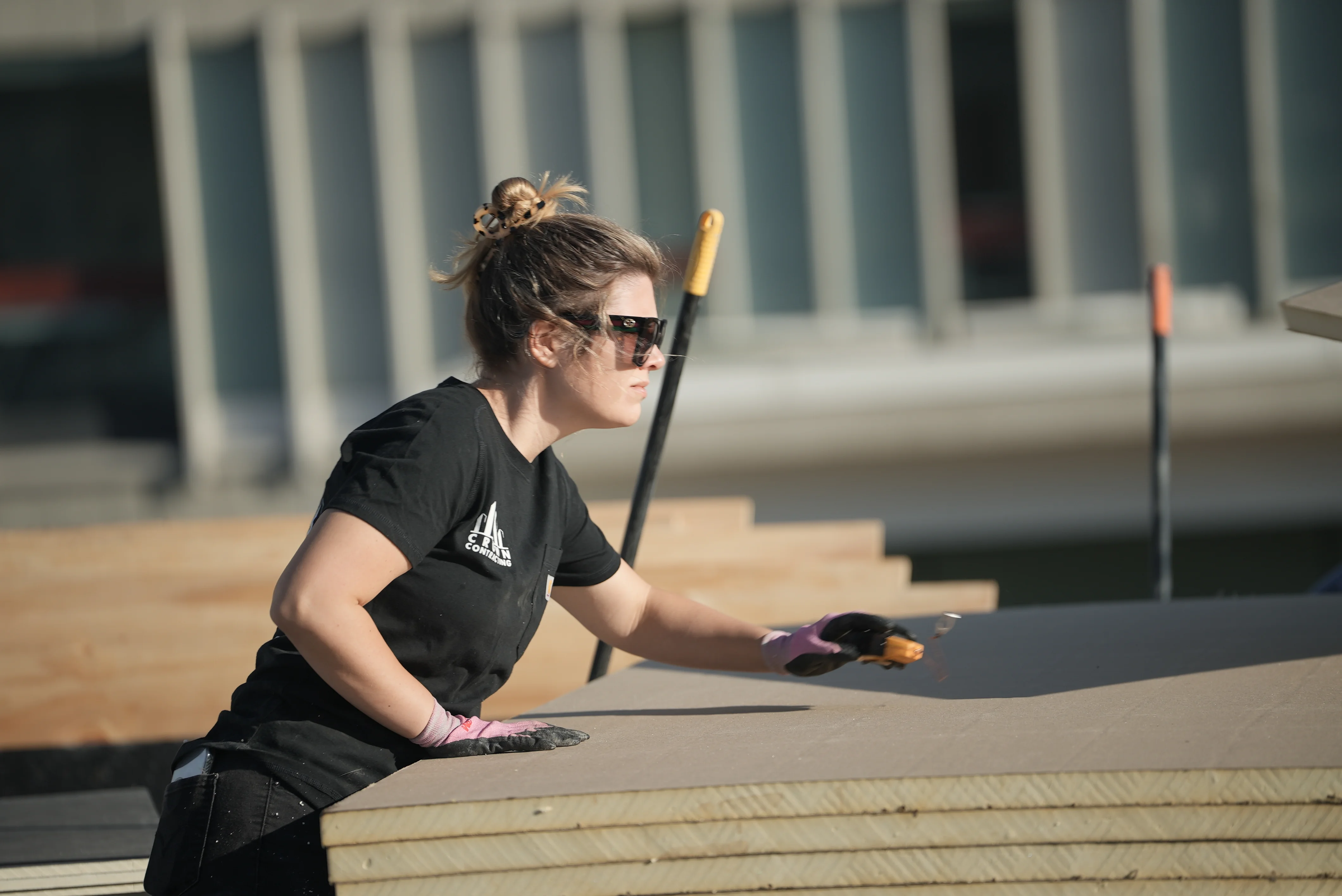 Kate Russo, CEO of Crown Contracting, on a job site.