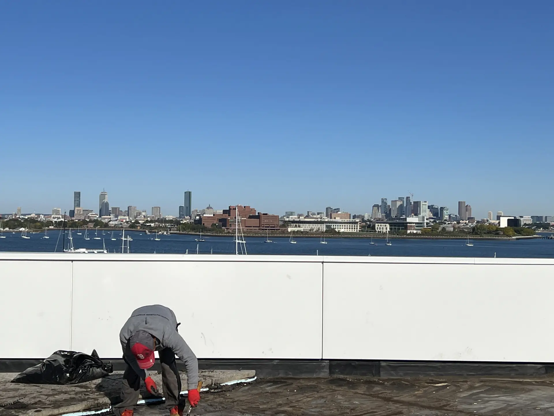 Crown Contracting crew on a commercial flat roof.