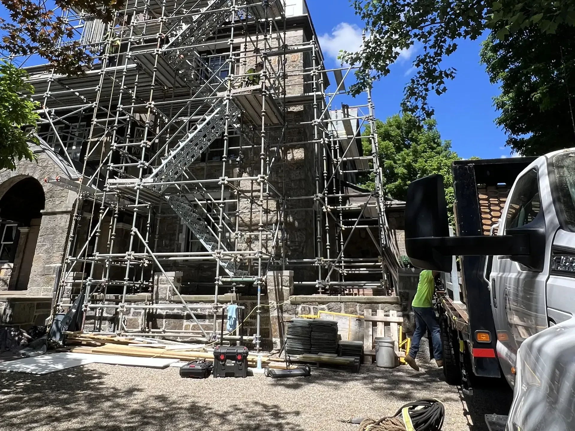 Crown Contracting crew at work on a Greater Boston roofing project.